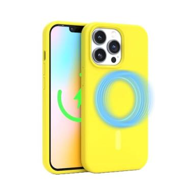 Imagem de FELONY CASE Capa de silicone para Apple iPhone 15 Pro Max - compatível com MagSafe, cor neon vibrante com forro de microfibra antiarranhões, aderência antiderrapante e capa protetora à prova de choque