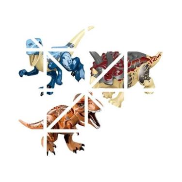 Imagem de Blocos De Montar De Dinossauros Jurássicos: Velociraptor, Triceratops,