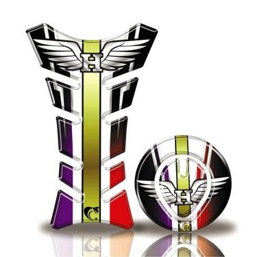 Imagem de Kit Protetor Tanque Adesivo Moto Honda Tricolor Até 2016 Preto