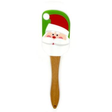 Imagem de 2 espátulas de silicone de Natal com cabo de madeira para cozinhar, utensílios de cozinha, presentes de decoração de Natal (24 cm)