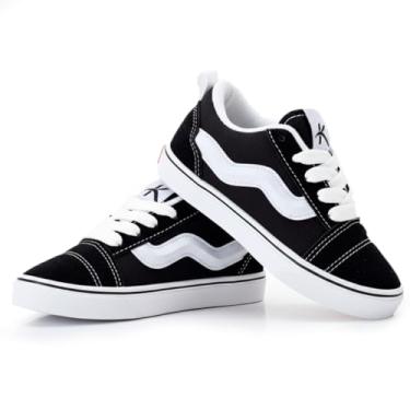Imagem de Tenis Infantil Knw Kalum Menina Menino Masculino Leve Confortavel (PRETO BRANCO, BR, Criança de 4 a 8 anos, Numérico, 31)