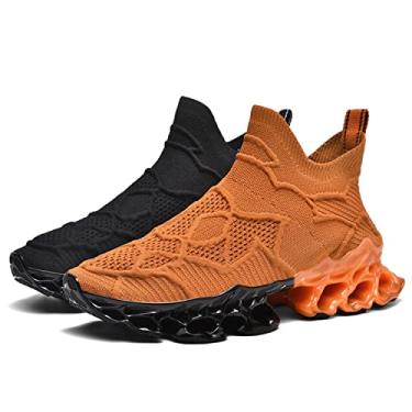 Imagem de Poramea Mocassins masculinos sem cadarço para caminhada, tênis de corrida sem cadarço, tênis de malha para trilha jogging casual atlético, Multicor, 39