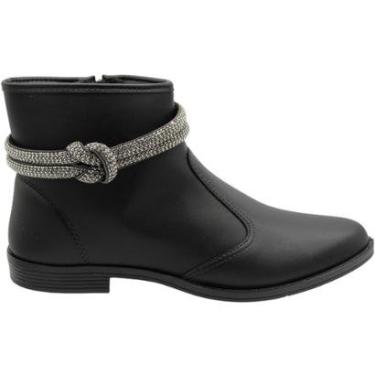 Imagem de Bota Ankle Boot Moleca Napa Estonia Tiras com Strass Feminina-Feminino