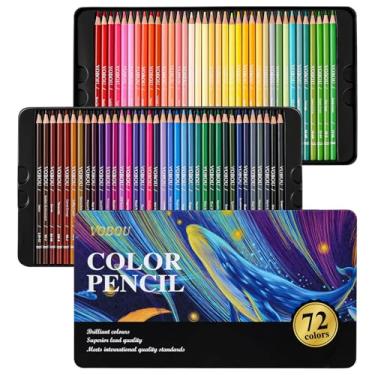 Imagem de Vobou Conjunto de lápis de cor de artista de 72 cores para livros de colorir para adultos, lápis de colorir de núcleo macio, canetas de desenho numeradas profissionais para mistura de sombreamento