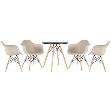 Imagem de Kit - Mesa Eames 70 cm preto + 4 cadeiras Eiffel Daw com braços nude