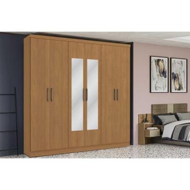 Imagem de Guarda Roupa Casal 6 Portas (2 C/ Espelho) E 3 Gavetas J559 Canela - Kappesberg