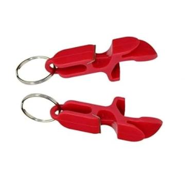 Imagem de 2 peças de abridor de latas vermelhas, abridor de garrafa de cerveja portátil, chaveiro ferramenta de espingarda, ferramenta de barra de cerveja de alumínio de bolso, processamento prático, ótimo para