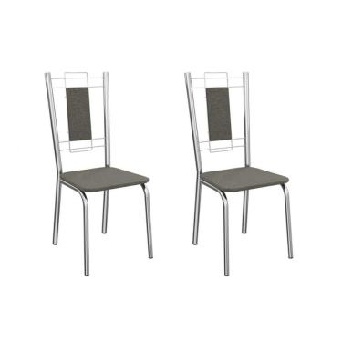 Imagem de Kit 2 Cadeiras Sala Jantar Florença 2c005cr Aço 2 Un Cromado-linho Escuro - Kappesberg