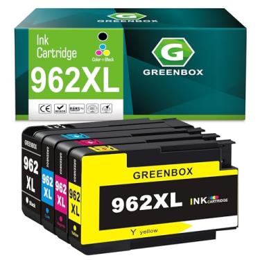 Imagem de GREENBOX (Lê níveis de tinta) Cartucho de tinta remanufaturado de substituição para HP 962 XL 962XL para impressora HP OfficeJet Pro 9010 9012 9014 9015 9016 9019 9020 9022 9025 (1 preto, 1 ciano 1 magenta)
