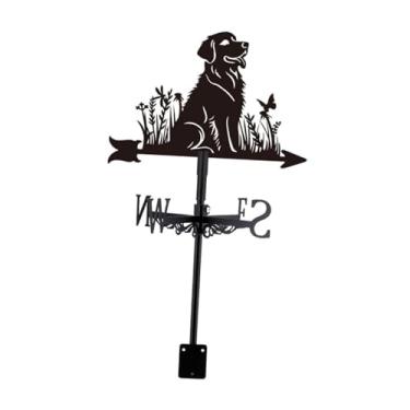 Imagem de Bothyi de metal em forma de cachorro, indicador de direção do vento, estilo vintage, decorativo, para cerca, casa de campo, jardim ou gramado.
