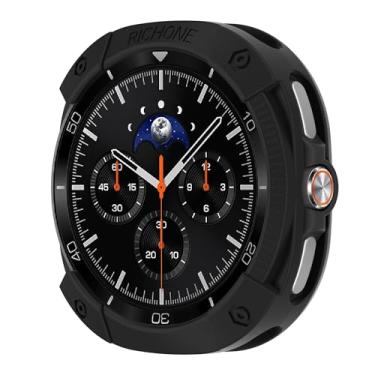Imagem de RICHONE Capa protetora resistente compatível com Samsung Galaxy Watch 8 Classic de 46 mm, resistente para Samsung Watch8 de grau militar, flexível, à prova de choque, preta, 46 mm