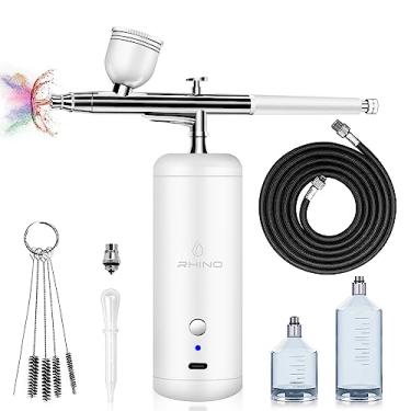 Imagem de Rhinowisdom Kit de aerógrafo - Kit de escova de ar sem fio para aerógrafo para unhas com compressor, máquina de aerógrafo de unhas para maquiagem, pintura de bolo, decoração de barbeiros