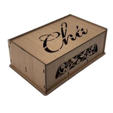 Imagem de Caixa Porta Chá Organizadora Sachês de Chá Com 6 Divisórias em MDF(Caramelo)