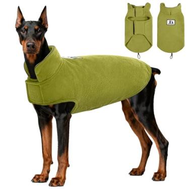 Imagem de Jaqueta de lã para cães à prova de vento para inverno DENTRUN com revestimento reflexivo macio para animais de estimação colete de cachorro vestuário sobretudo para raças pequenas médias grandes para acesso a correia de clima frioDENTRUN XXXL verde