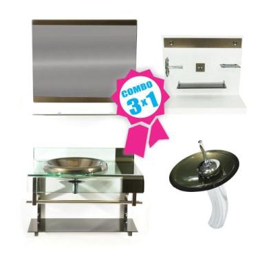Imagem de Combo 3 em 1 - Gabinete 70cm Turquia + Torneira Ibiza + Kit Banheiro J