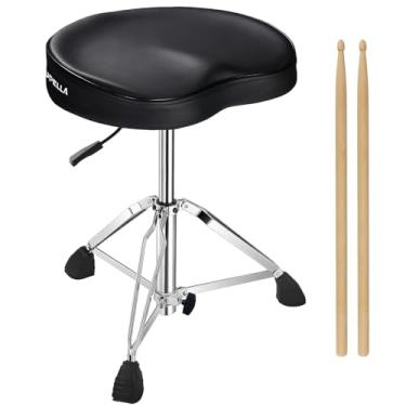 Imagem de UPELLA Banco de tambor de sela, trono de tambor hidráulico resistente, assento ergonômico de espuma de memória, base antiderrapante para cadeira de tambor ajustável, banco de selim para bateristas