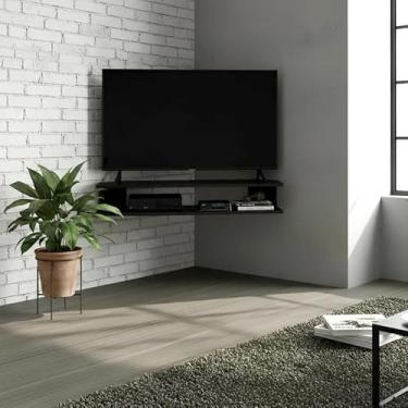 Imagem de Rack Suspenso para TV de até 50” Aparador Bancada Estante de Canto Preto