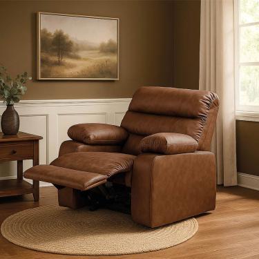 Imagem de Poltrona Do Papai Reclinável Retrátil Naaman Sintético Pu Marrom K01 - D'rossi