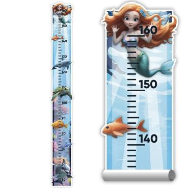 Imagem de Adesivo Parede Régua Crescimento Sereia Vida Marinha Oceano