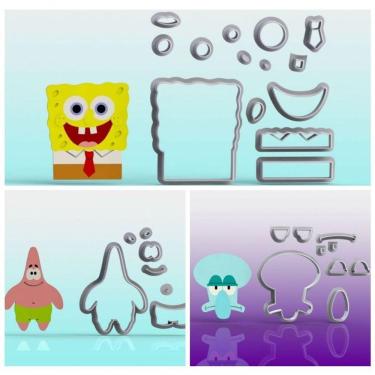 Imagem de Cortador Kit Bob Esponja Patrick E Lula Molusco Modulares