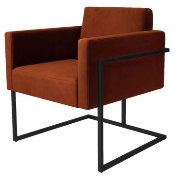 Imagem de Poltrona Decorativa Bélgica Veludo Terracota Metal Preto