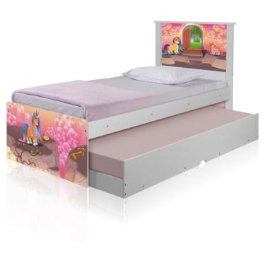 Imagem de Bicama Juvenil Com Cabeceira Adesivada Unicórnios Mágicos