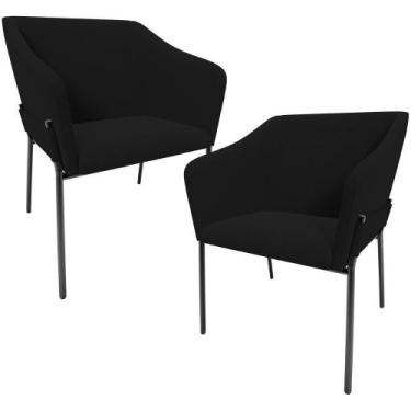 Imagem de Kit 2 Cadeiras Para Sala De Jantar Estar Living Olívia L02 Bouclê Pret