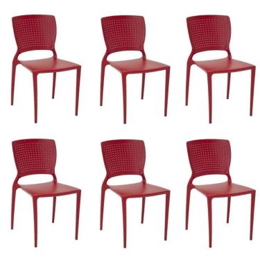 Imagem de Kit 6 Cadeiras Safira Vermelha Tramontina 92048/040
