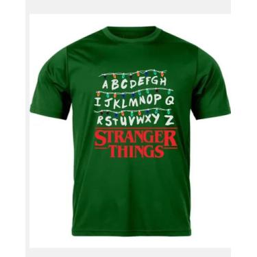 Imagem de camiseta unissex 100% algodao stranger things alfabeto - kyros, Verde,
