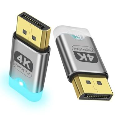 Imagem de XMSJSIY Plugue fictício 4K DP DisplayPort Display EDID emulador Headless Ghost com luz LED adaptador de exibição virtual suporta 3840 x 2160 @ 60 Hz para PC desktop remoto - 2 peças