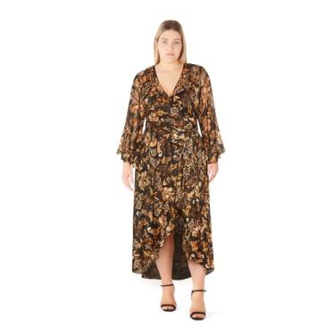 Imagem de City Chic Vestido feminino plus size - Cameron Maxi, Estampa laranja, 52