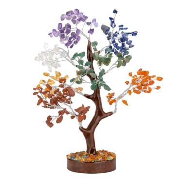 Imagem de Decoração de árvore da vida de cristal de sete chacras - presentes de aniversário para mulheres - energia positiva, árvore de cristal bonsai de cura FengShui - pedra preciosa manifesto de dinheiro boa
