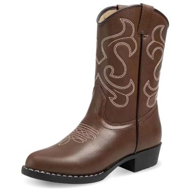 Imagem de Botas de cowboy infantis premium – Botas caubói infantis de ajuste confortável – Botas caubói duráveis e estilosas para jovens ciclistas, Marrom, 19