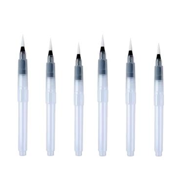 Imagem de Canetas pincel aquarela, conjunto de 6 peças, recarregáveis com 3 pontas de tamanho, materiais de arte para artistas