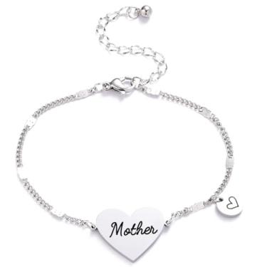 Imagem de Beeshion Pulseira inspiradora para presente de aniversário e dia das mães para mãe, filha, tia, sobrinha, neta, irmã, Medium, Aço inoxidável, Sem Pedra Preciosa