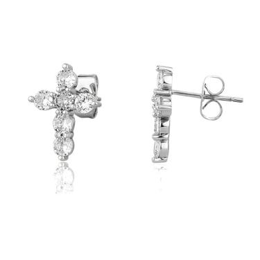 Imagem de YOSZO Brincos de cruz de ouro para mulheres banhados a ouro 14 K delicados brincos de zircônia cúbica religiosos masculinos brincos brincos, 11mm*25mm, Latão Zircônia cúbica, Zircônia cúbica