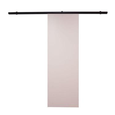 Imagem de Porta De Correr Branco Prime Com Kit Alumínio Preto - 210x100