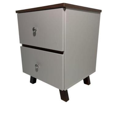 Imagem de Mesa De Cabeceira Em Mdf Com Duas Gavetas Palmas/pau Ferro