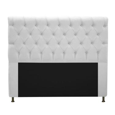 Imagem de Cabeceira Cristal 195cm King Size com Strass Suede Branco