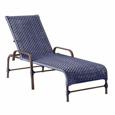 Imagem de Espreguiçadeira Catar Corda Náutica Piscina Jardim Alumínio Azul