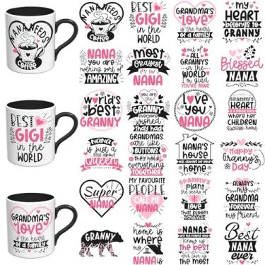 Imagem de Elewins Adesivos UV DTF - 24 folhas com citações UV DTF para canecas de vidro café, decalques DIY para copos, esfregar à prova d'água em transferências para artesanato (amor da vovó)