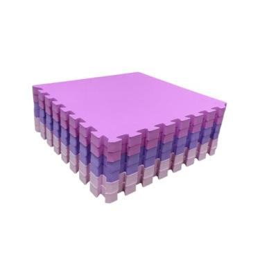 Imagem de Kit 10 Tapete Tatame Eva + Bordas de Acabamento Loja da Maria 50x50x3cm 30mm (tons de menina)