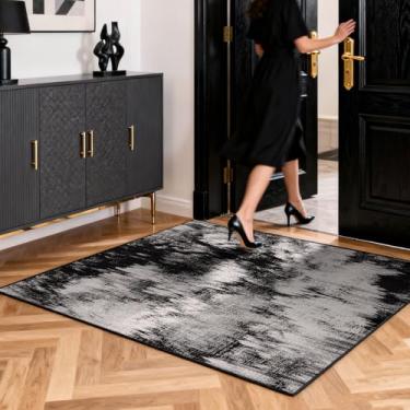 Imagem de OLFRUGDT Tapete lavável 5 x 7 cm para entrada: tapete macio e tradicional impresso tapete de cozinha antiderrapante medalhão de pilha baixa tapete de porta interior pequeno tapete de casa de fazenda