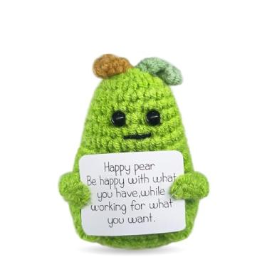 Imagem de LNEMDP Emotional Support Mini Handmade Crochet Pear Thanksgiving Christmas Birthday Gifts Desktop Decorations for Women, Men, Sisters, Brothers, Colleagues, Friends