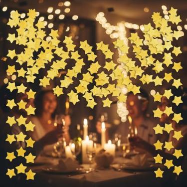 Imagem de Pacote com 6 decorações douradas com glitter, guirlanda de papel brilhante de 1,5 m para Natal, casamentos, festas de aniversário, festa de inauguração de casa, formatura, despedida de solteira