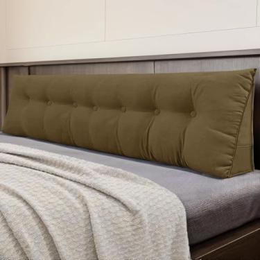 Imagem de DANGHOOGY Travesseiro King de cabeceira triangular grande para leitura e descanso, almofada de suporte de posicionamento do encosto com capa removível (marrom)