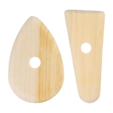 Imagem de Generic 2 peças de costelas de cerâmica 10,3 cm 11,7 cm conjunto de ferramentas de escultura de cerâmica de argila de madeira para acabamento, modelagem e suavização, remoção de marcas de dedo