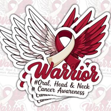 Imagem de 3 peças adesivos orais de guerreiro contra câncer de cabeça e pescoço, adesivos de vinil de fita de conscientização, presentes para sobreviventes de câncer, apoiadores, profissionais de saúde, para