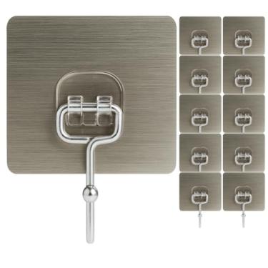 Imagem de Ganchos adesivos para pendurar ganchos de parede resistentes ganchos de toalha autoadesivos ganchos impermeáveis para banheiro chuveiro cozinha chaves porta ao ar livre gancho utilitário para melhoria