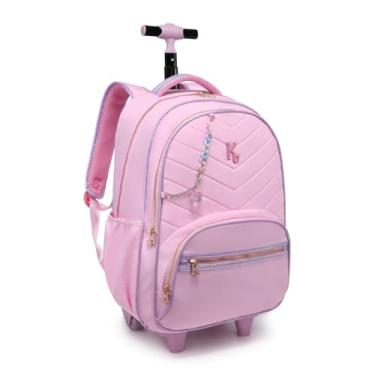 Imagem de Mochila Infantil Menina Kika Escolar Rodinha Carrinho Grande (Rosa)
